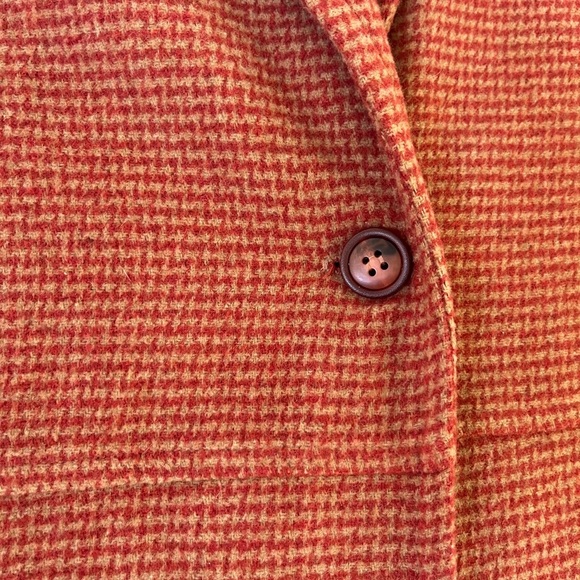 Vintage Coldwater Creek sz L Red Tan Houndstooth Made in USA Wool Blend Blazer - Picture 6 of 9
